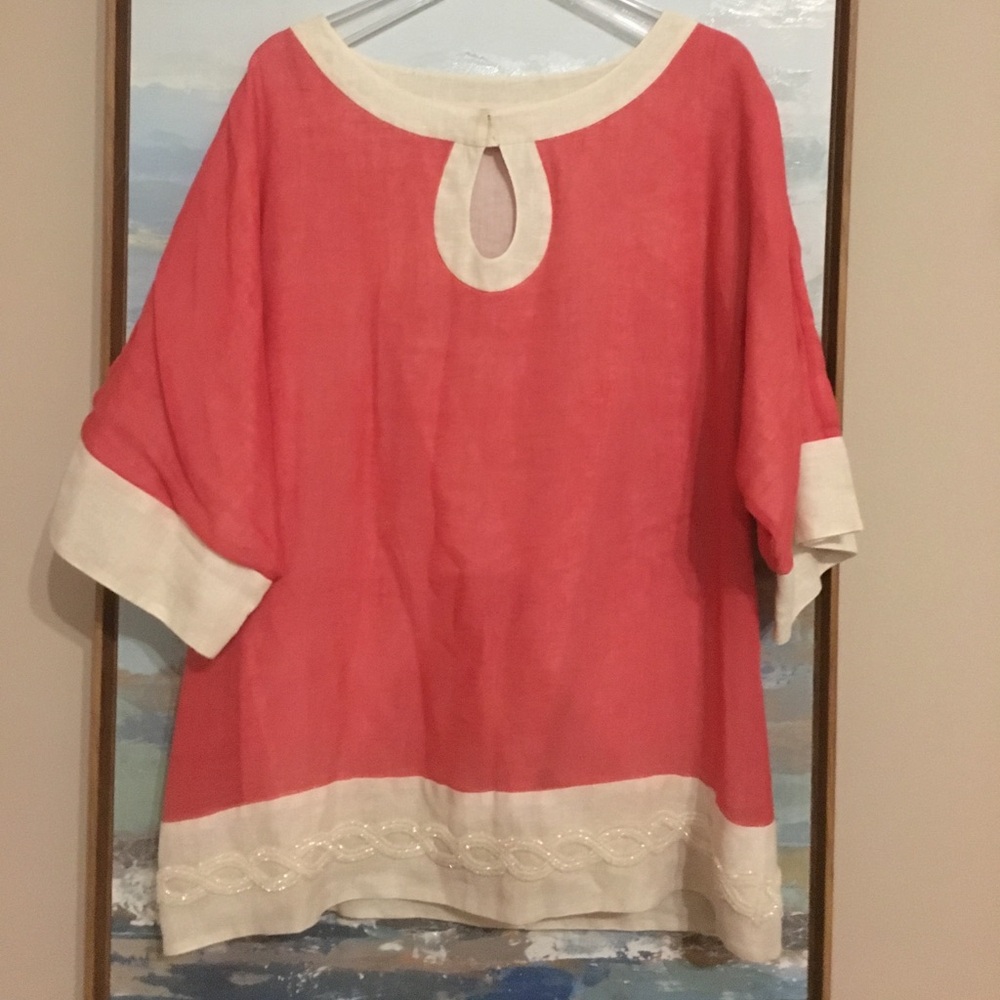 Lilly Pulitzer Coral and Cream Top
